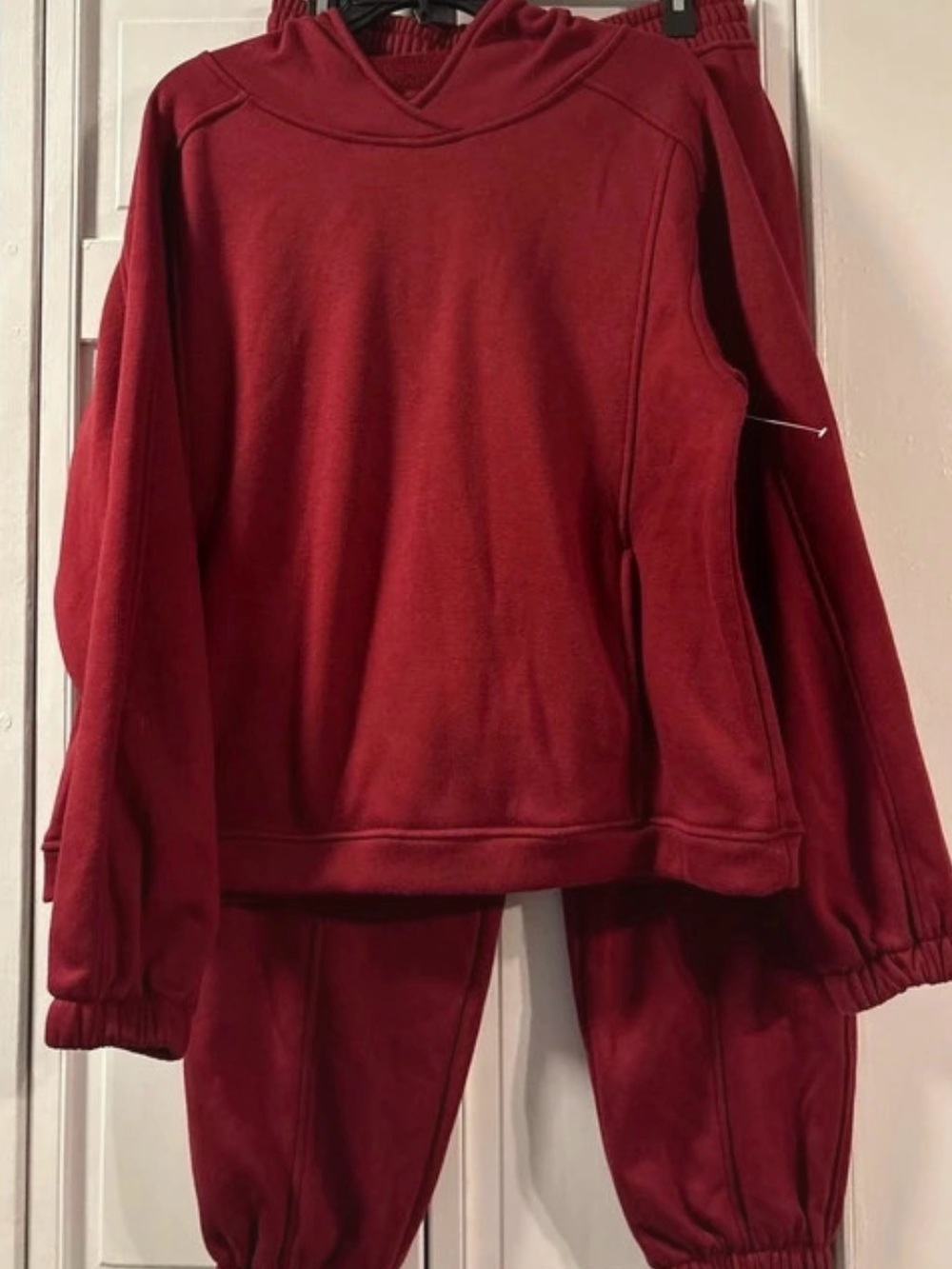 Women’s Mono B Set, Dark Red, Plush inside. Hoodie Medium, Joggers Large